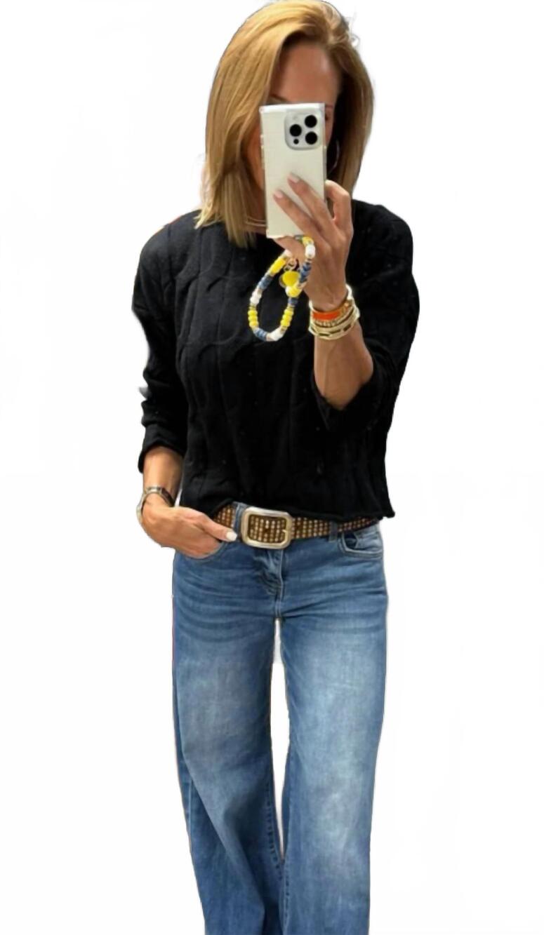NEW FEMME FATALE shai large cable sweater in black